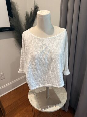 Caution To The Wind White Textured Boxy Knit Top